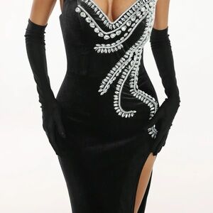 Black and Silver Prom Dress with Elegant Design